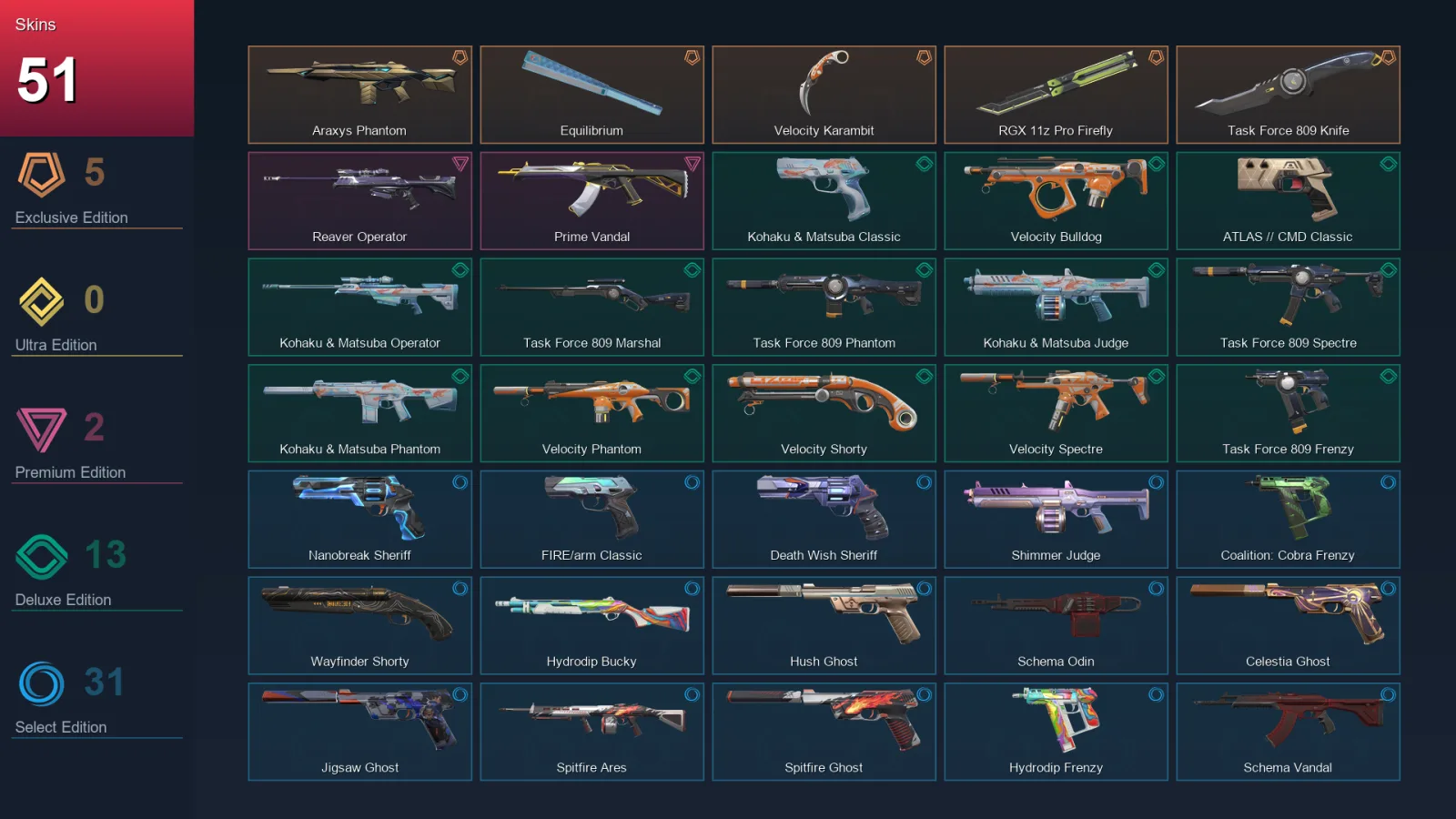 EU | Lv212 | Unranked | 51 Skin | 24 Agent | 94 Buddy — Valorant account