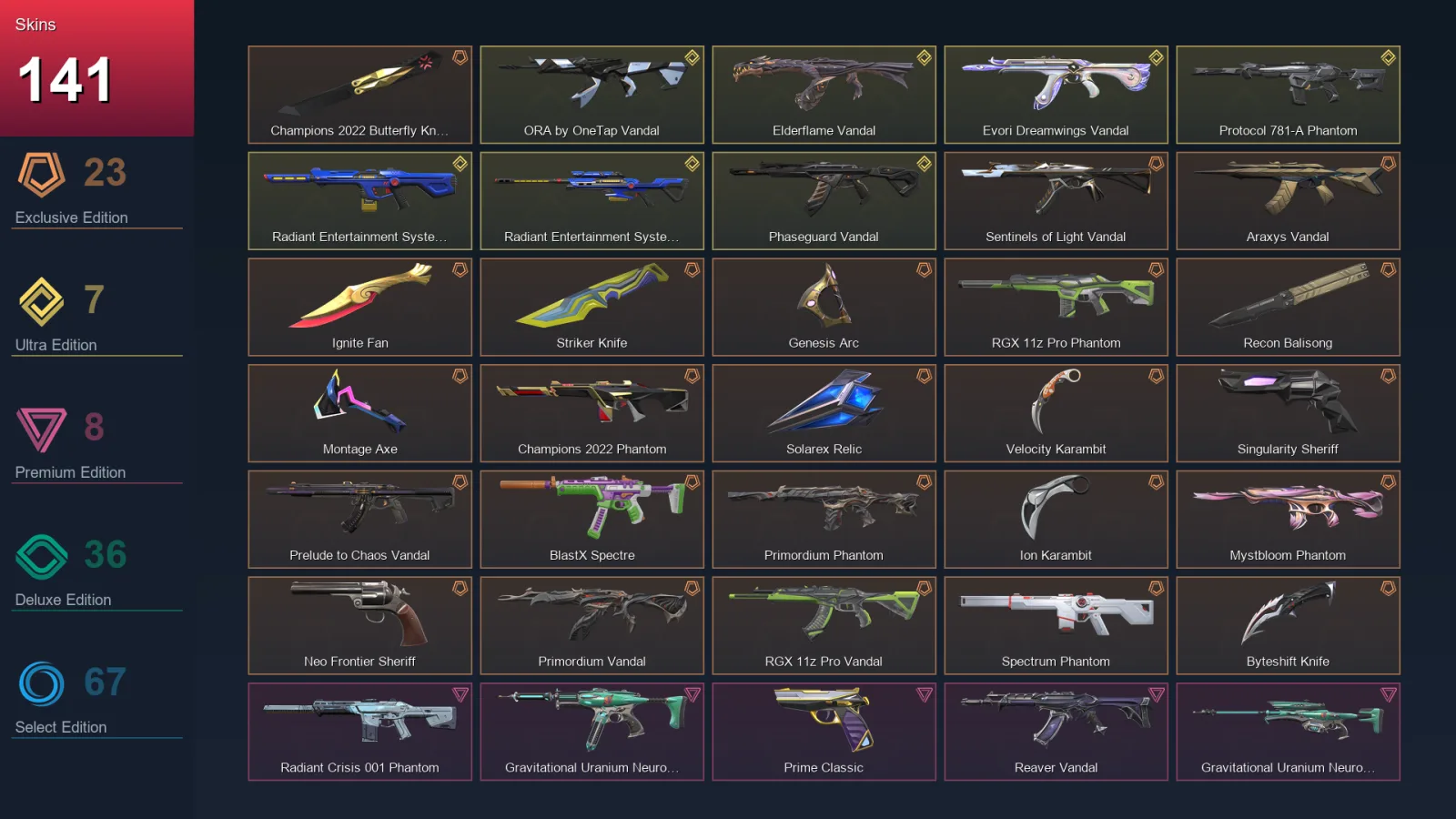 AP | Lv178 | Unranked | 141 Skin | 28 Agent | 125 Buddy