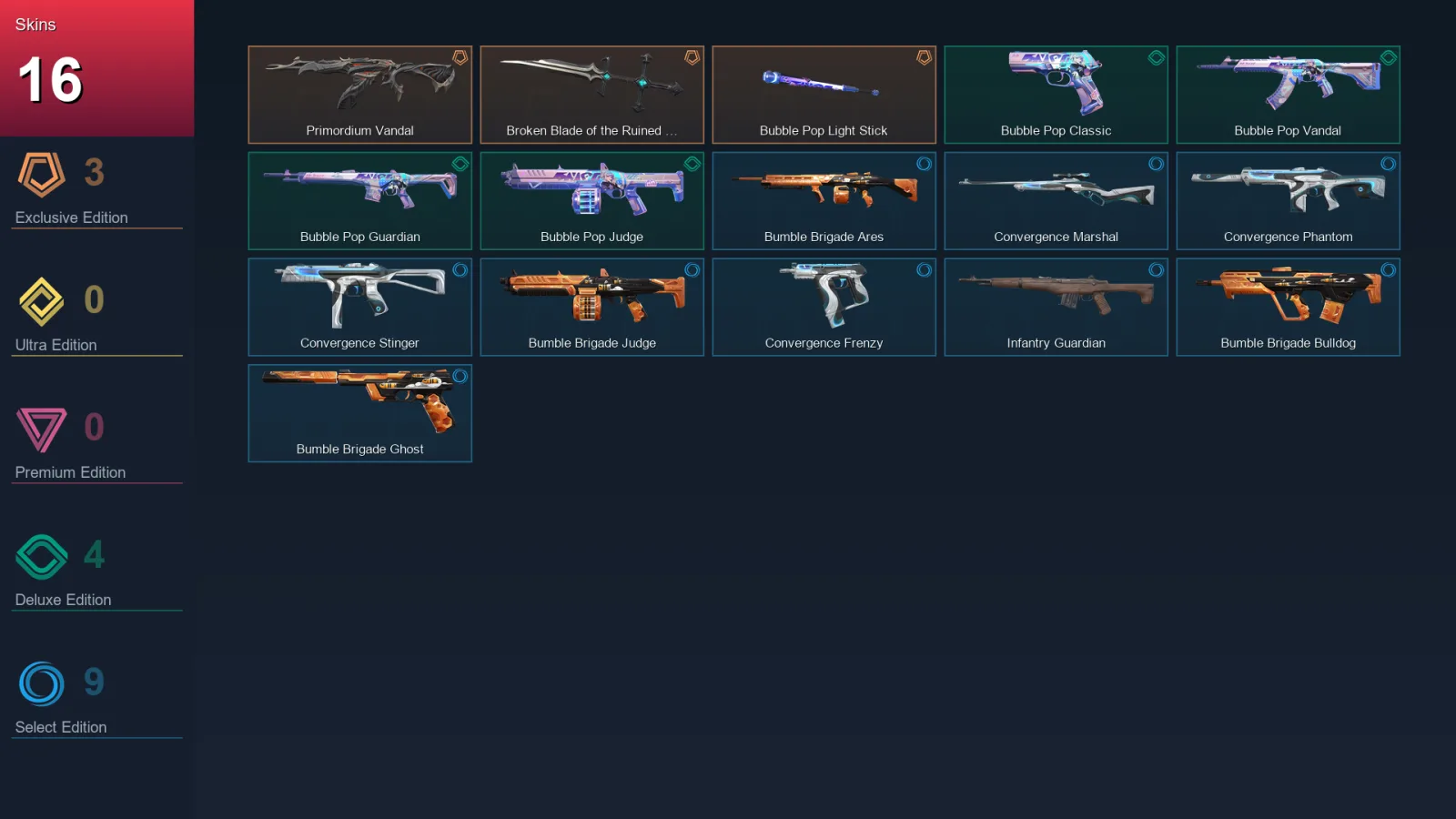 EU | Lv42 | Unranked | 16 Skin | 13 Agent | 28 Buddy