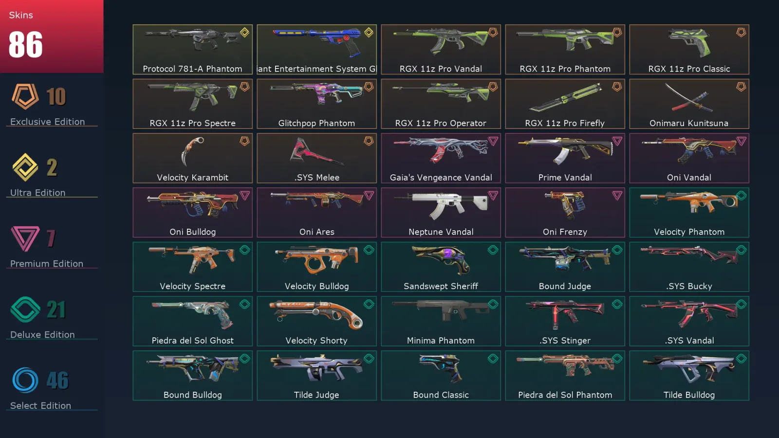 [Valorant] | EU | Level 199 | 24 Agents | 86 Skins — Valorant account