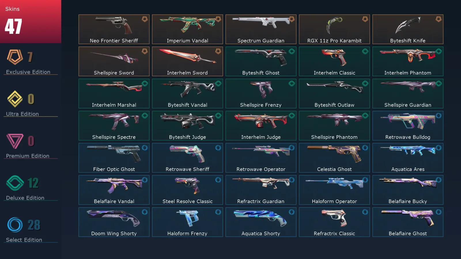 [Valorant] | EU | Level 142 | 24 Agents | 47 Skins — Valorant account