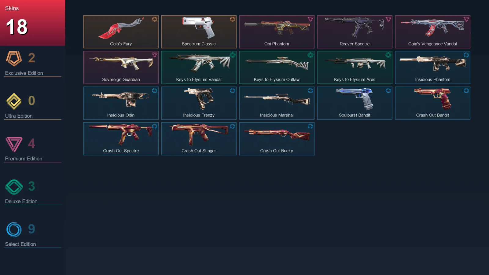 AP | Lv40 | Unranked | 18 Skin | 14 Agent | 14 Buddy