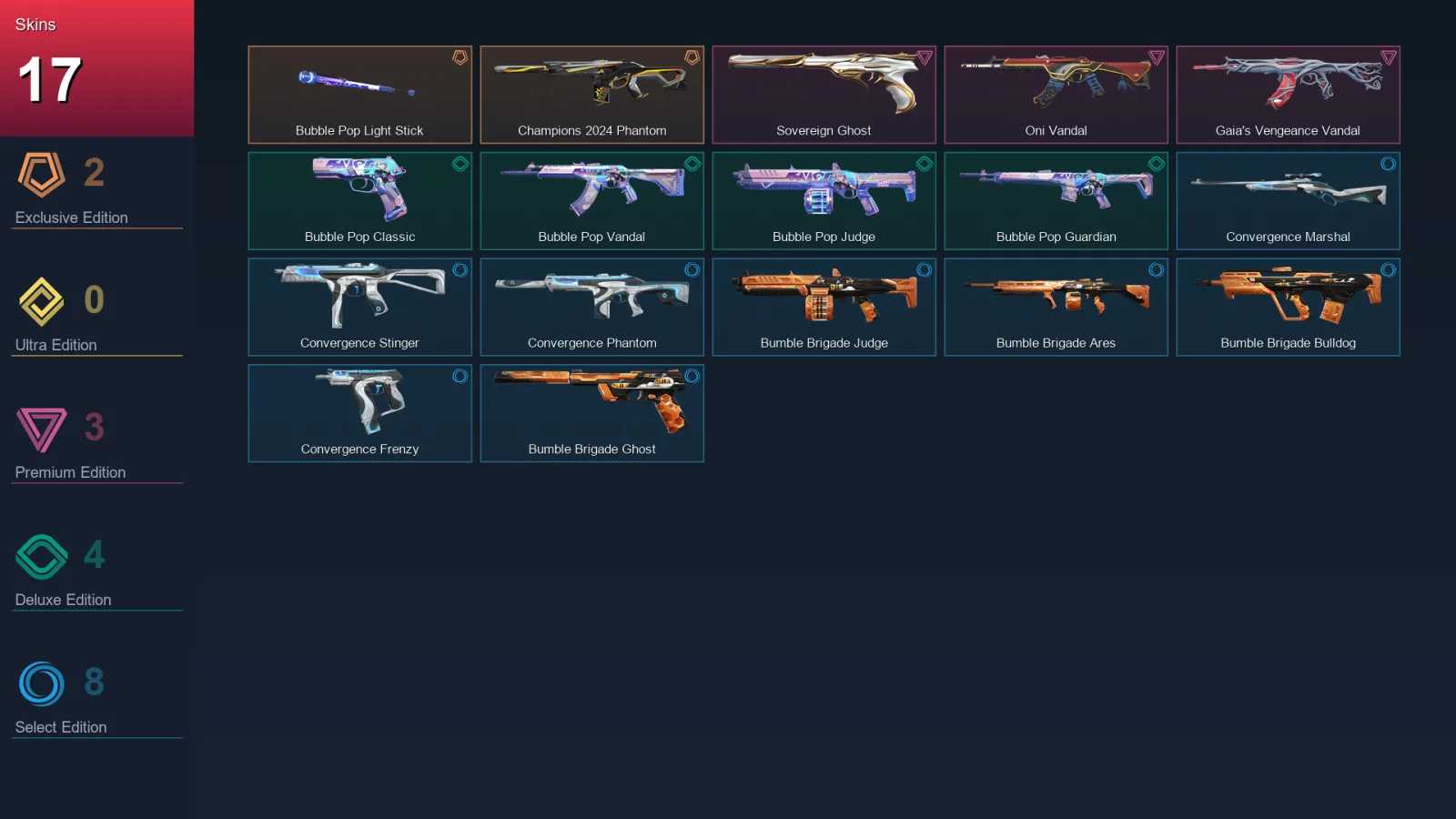 NA | Lv63 | Unranked | 17 Skin | 23 Agent | 39 Buddy