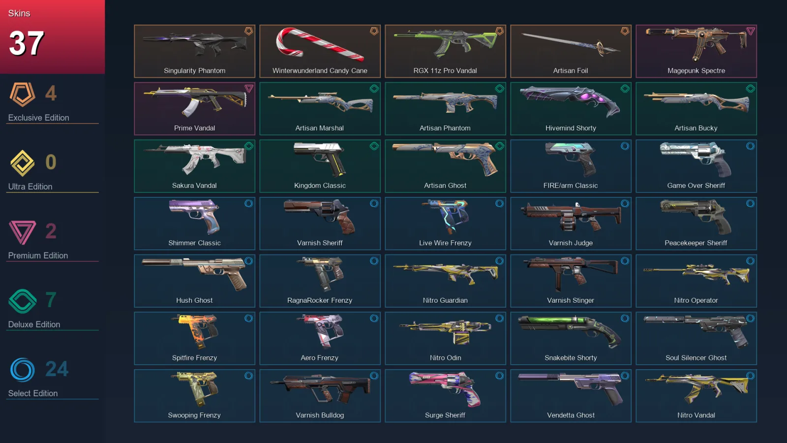 AP | Lv283 | Unranked | 37 Skin | 25 Agent | 110 Buddy — Valorant account