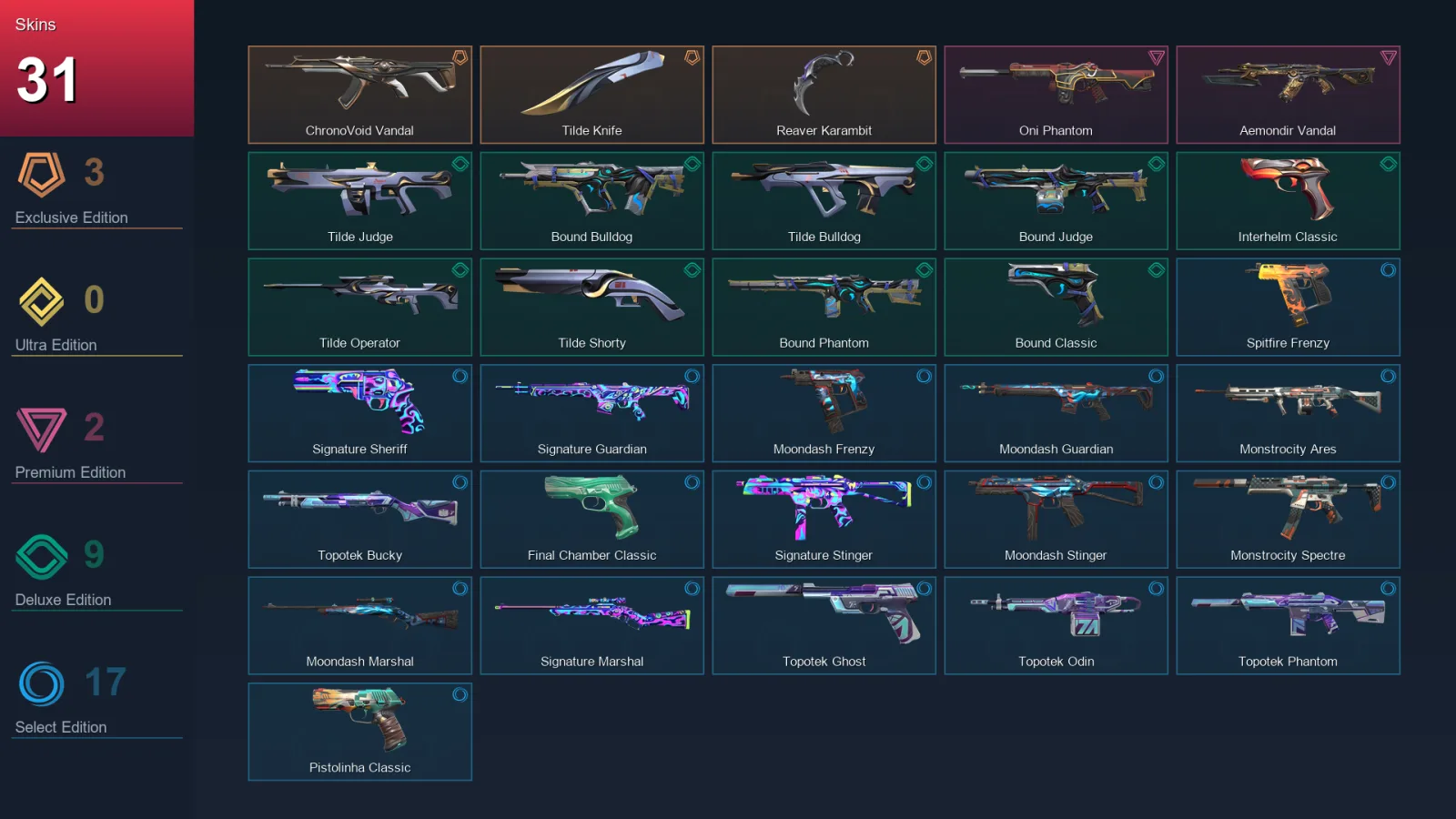 BR | Lv163 | Unranked | 31 Skin | 28 Agent | 96 Buddy — Valorant account