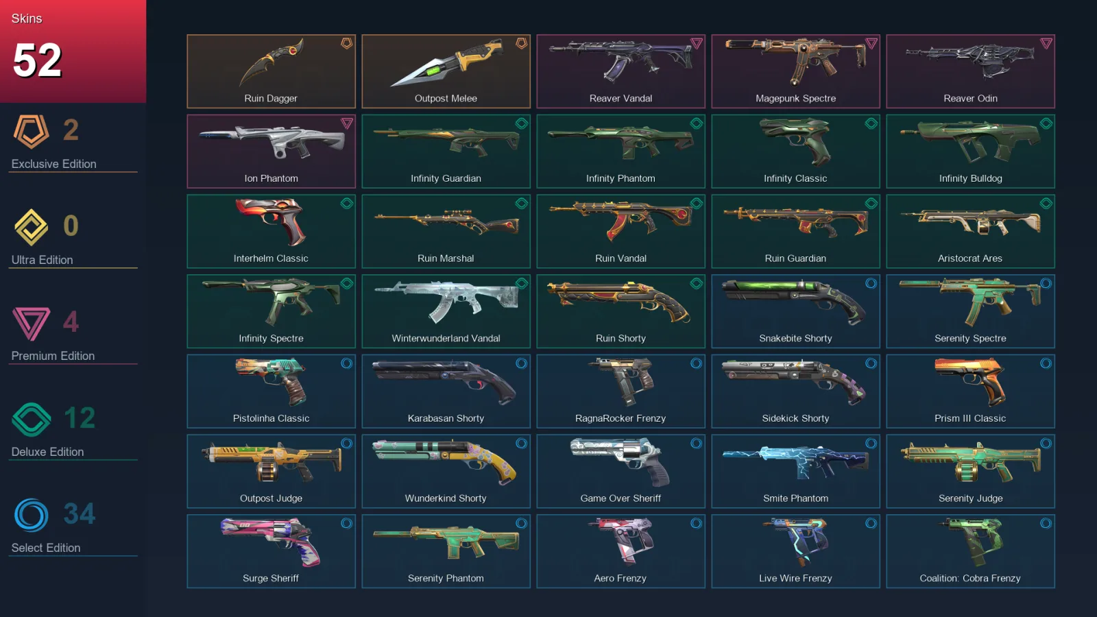 AP | Lv223 | Unranked | 52 Skin | 27 Agent | 99 Buddy