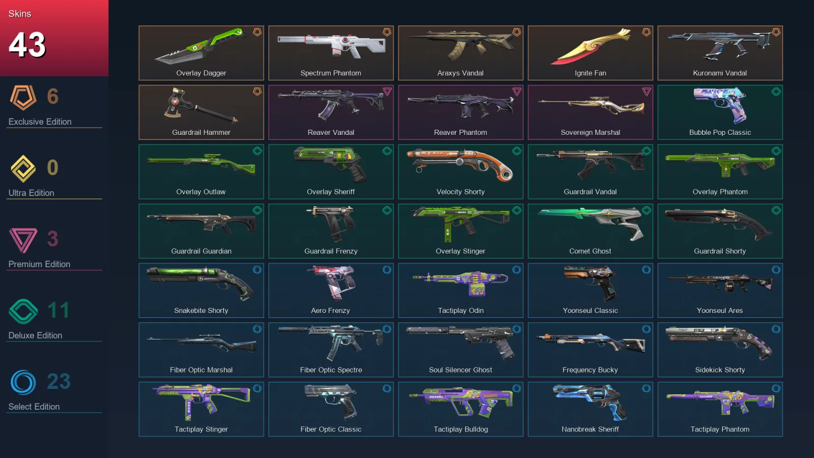 AP | Lv227 | Unranked | 43 Skin | 25 Agent | 103 Buddy — Valorant account
