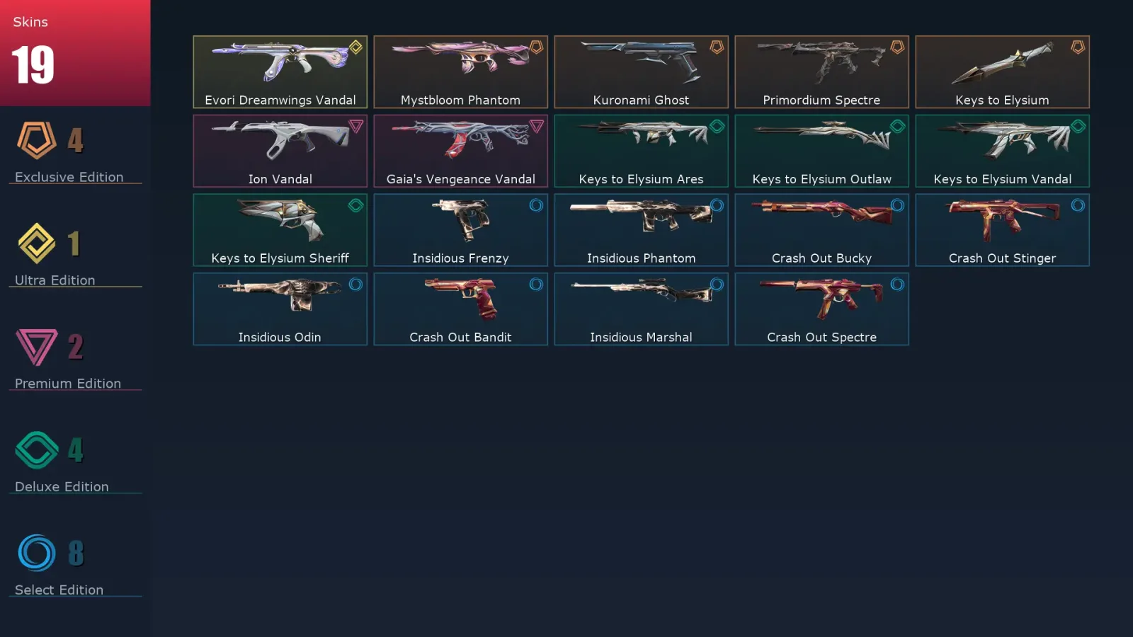 [Valorant] | EU | Level 33 | Gold 2 | 11 Agents | 19 Skins — Valorant account