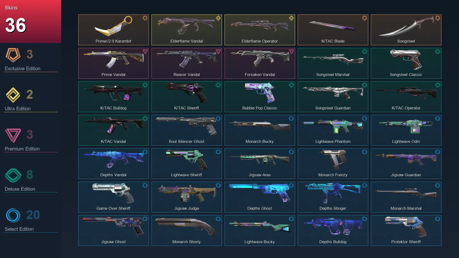 LA | Lv172 | Unranked | 36 Skin | 25 Agent | 57 Buddy