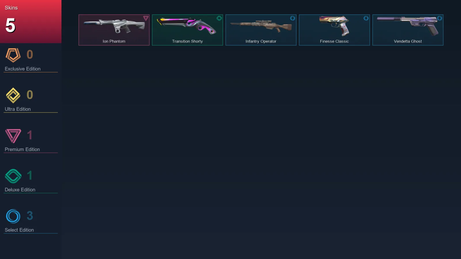 AP | Lv87 | Unranked | 5 Skin | 16 Agent | 38 Buddy — Vendetta Ghost