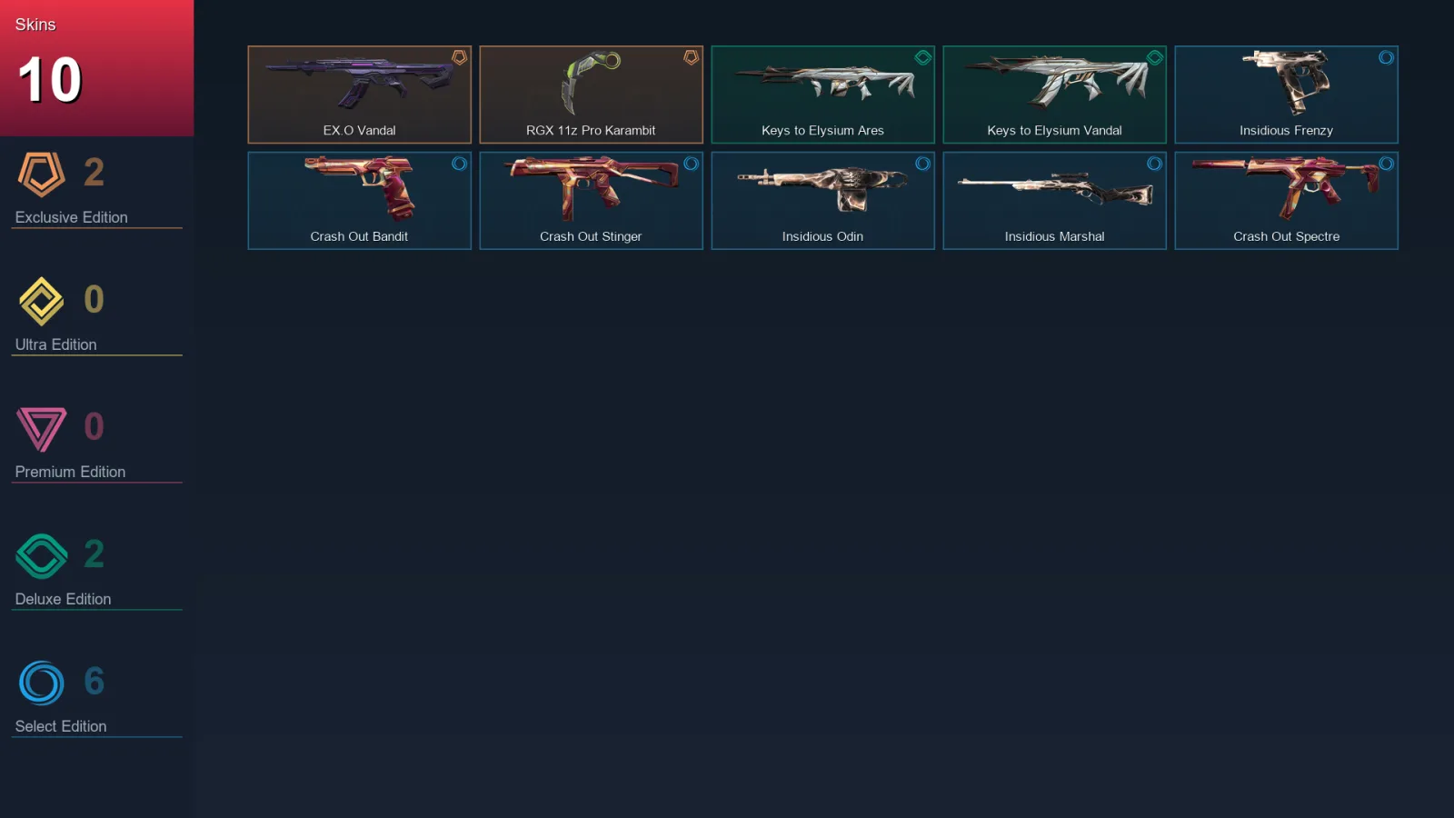 EU | Lv25 | Unranked | 10 Skin | 9 Agent | 9 Buddy