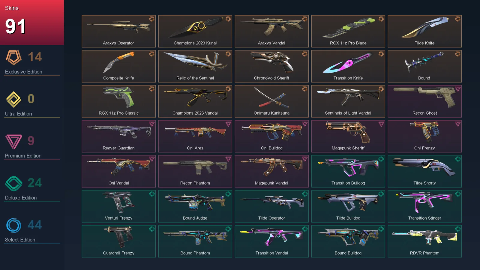 AP | Lv131 | Unranked | 91 Skin | 25 Agent | 80 Buddy — Valorant account