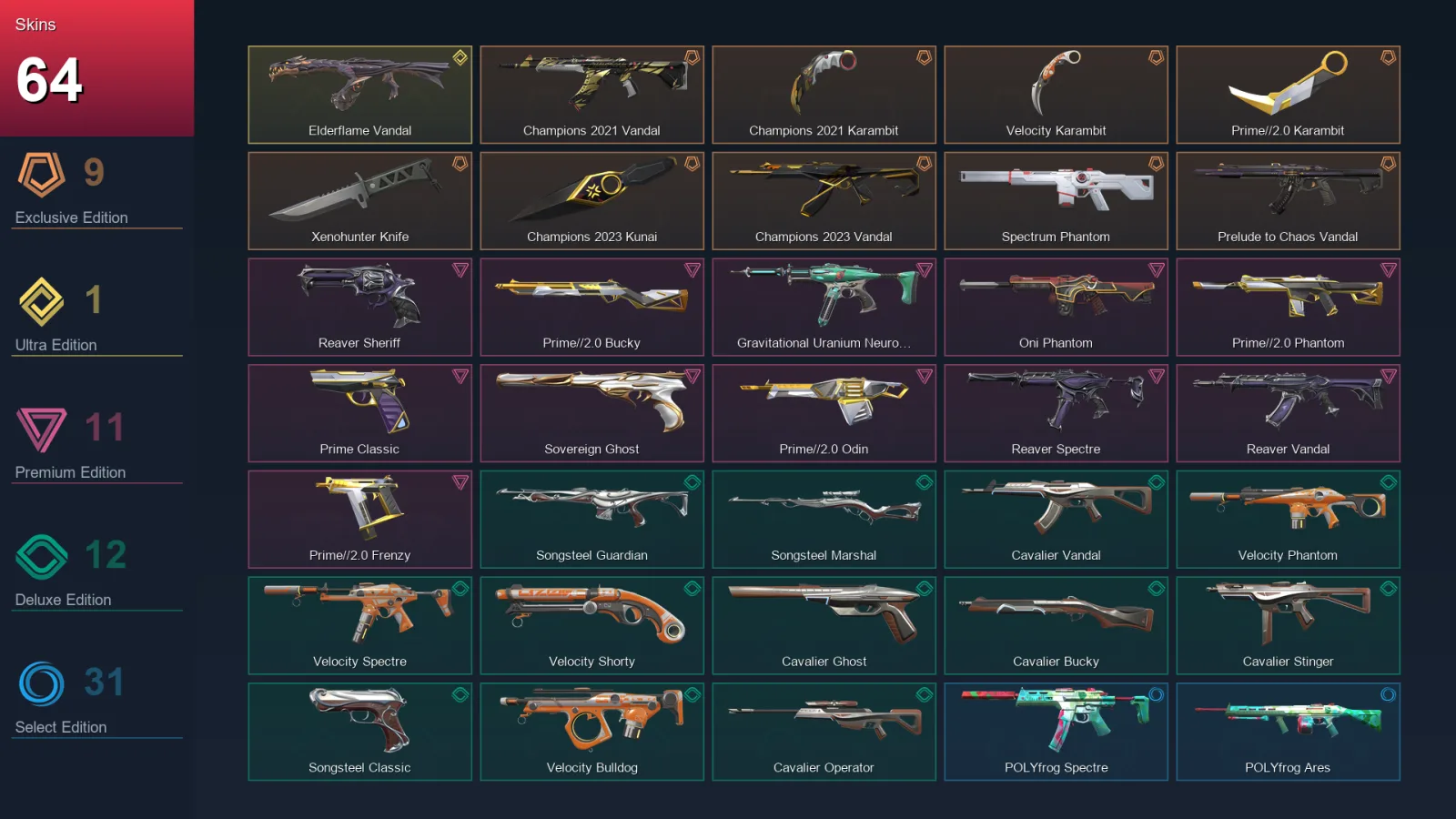 EU | Lv129 | Unranked | 64 Skin | 23 Agent | 81 Buddy
