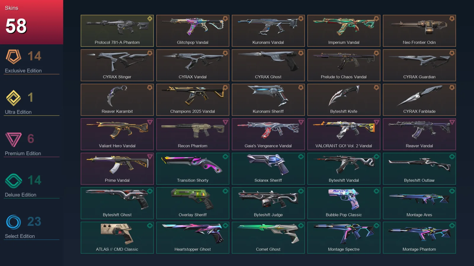 EU | Lv271 | Unranked | 58 Skin | 28 Agent | 90 Buddy — Byteshift Judge