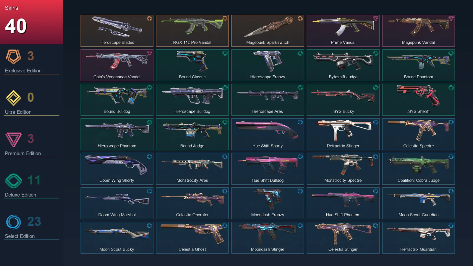 EU | Lv55 | Unranked | 40 Skin | 21 Agent | 45 Buddy — Valorant account