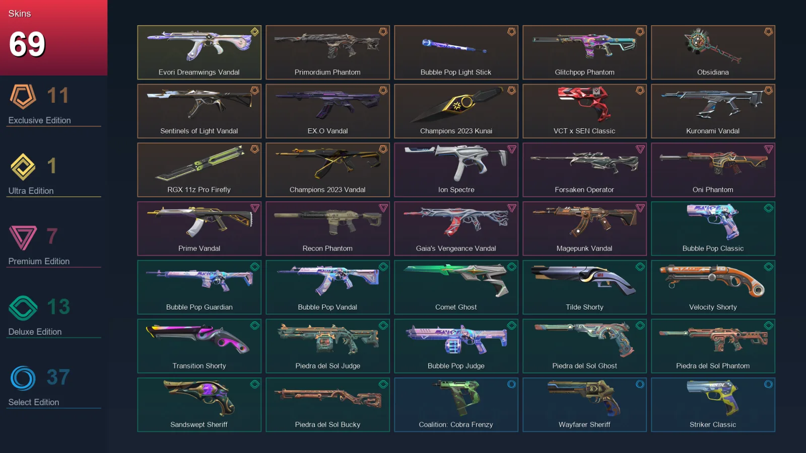 NA | Lv385 | Unranked | 69 Skin | 28 Agent | 139 Buddy — Unranked / Smurf Valorant
