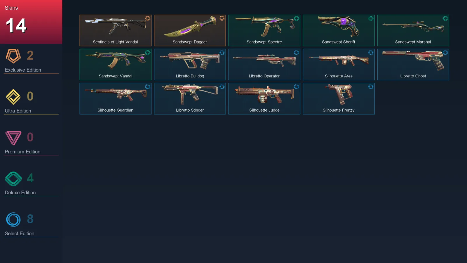 EU | Lv59 | Unranked | 14 Skin | 12 Agent | 30 Buddy
