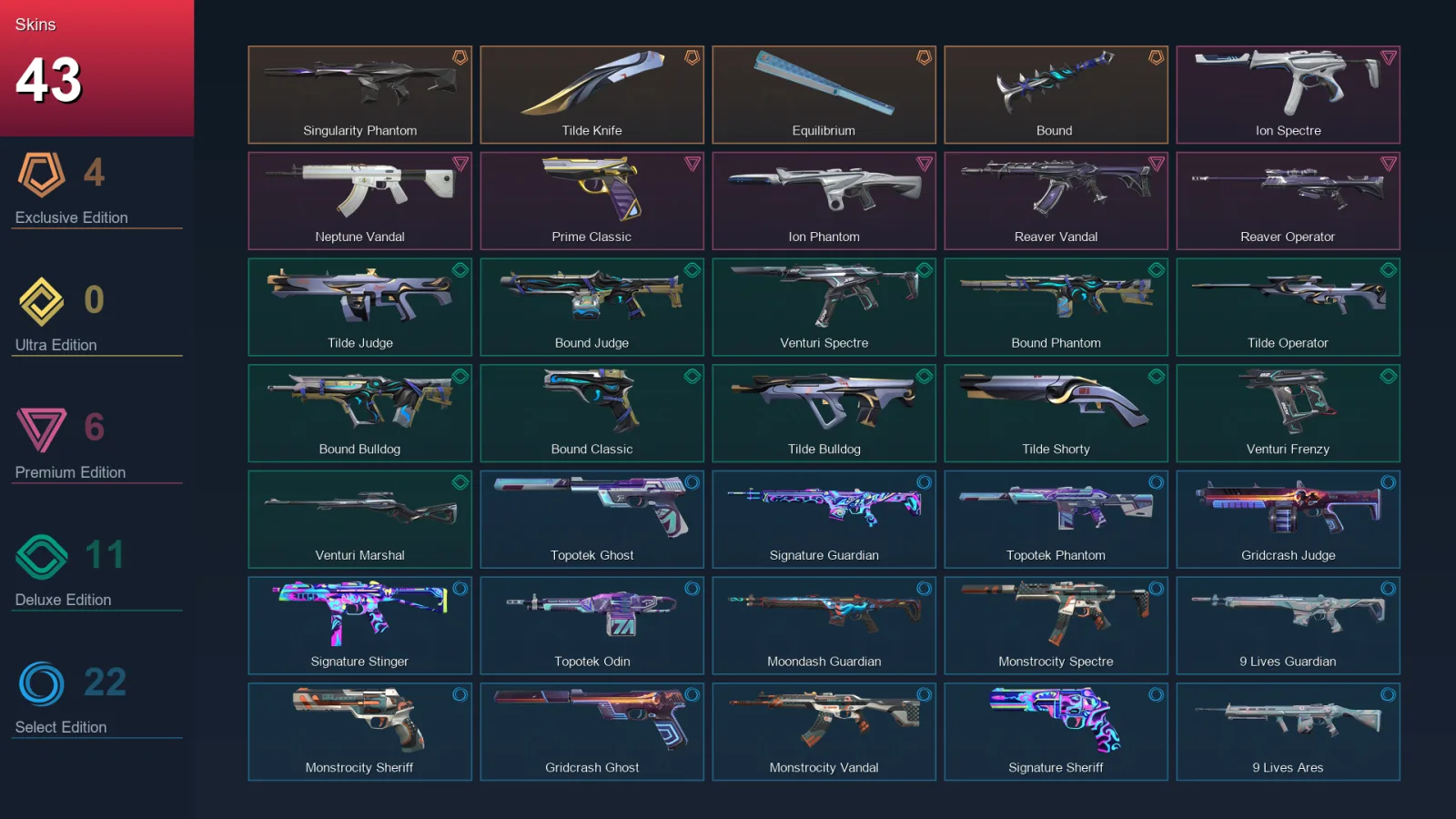 AP | Lv101 | Unranked | 43 Skin | 25 Agent | 55 Buddy
