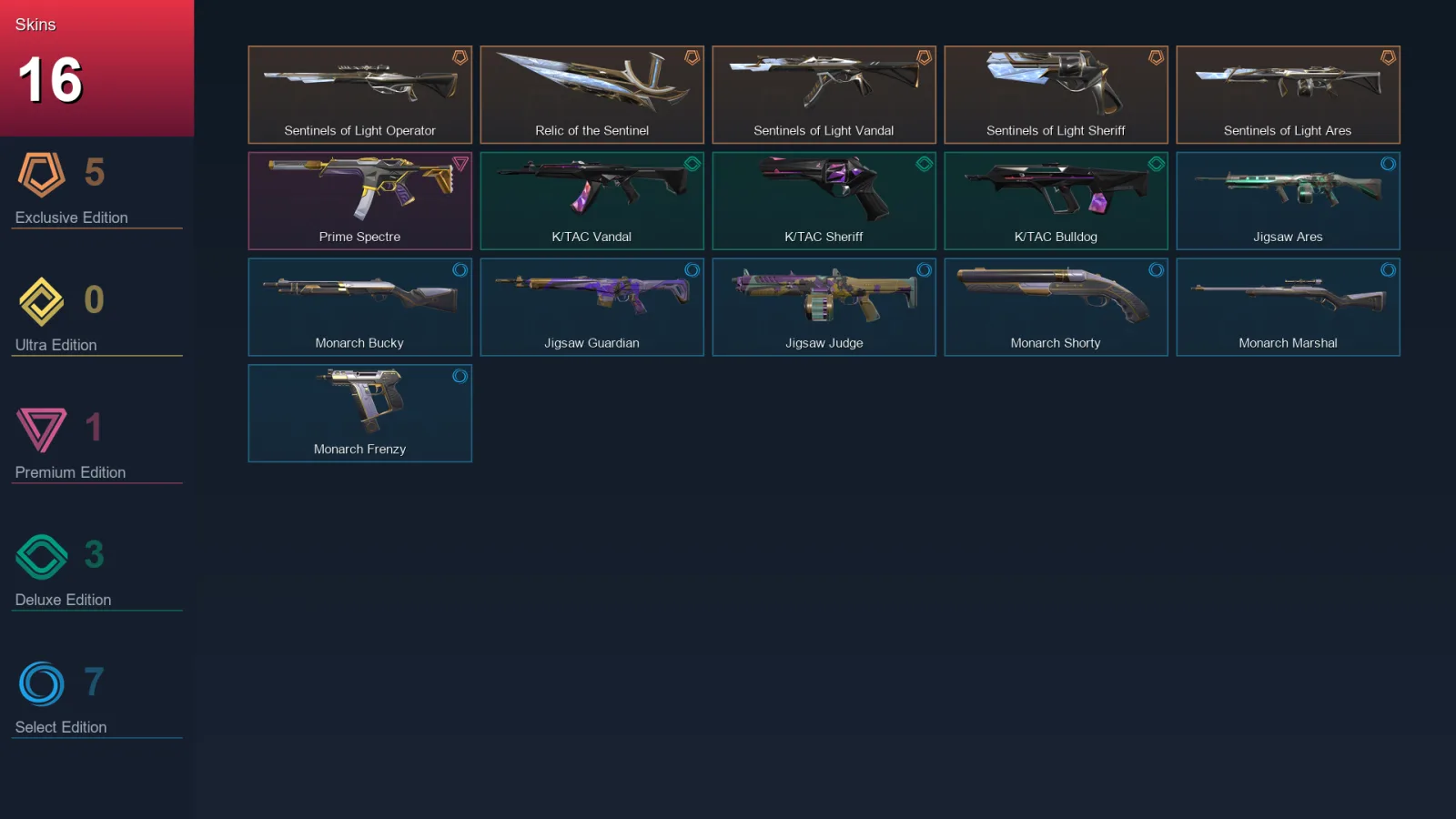 AP | Lv35 | Unranked | 16 Skin | 10 Agent | 18 Buddy