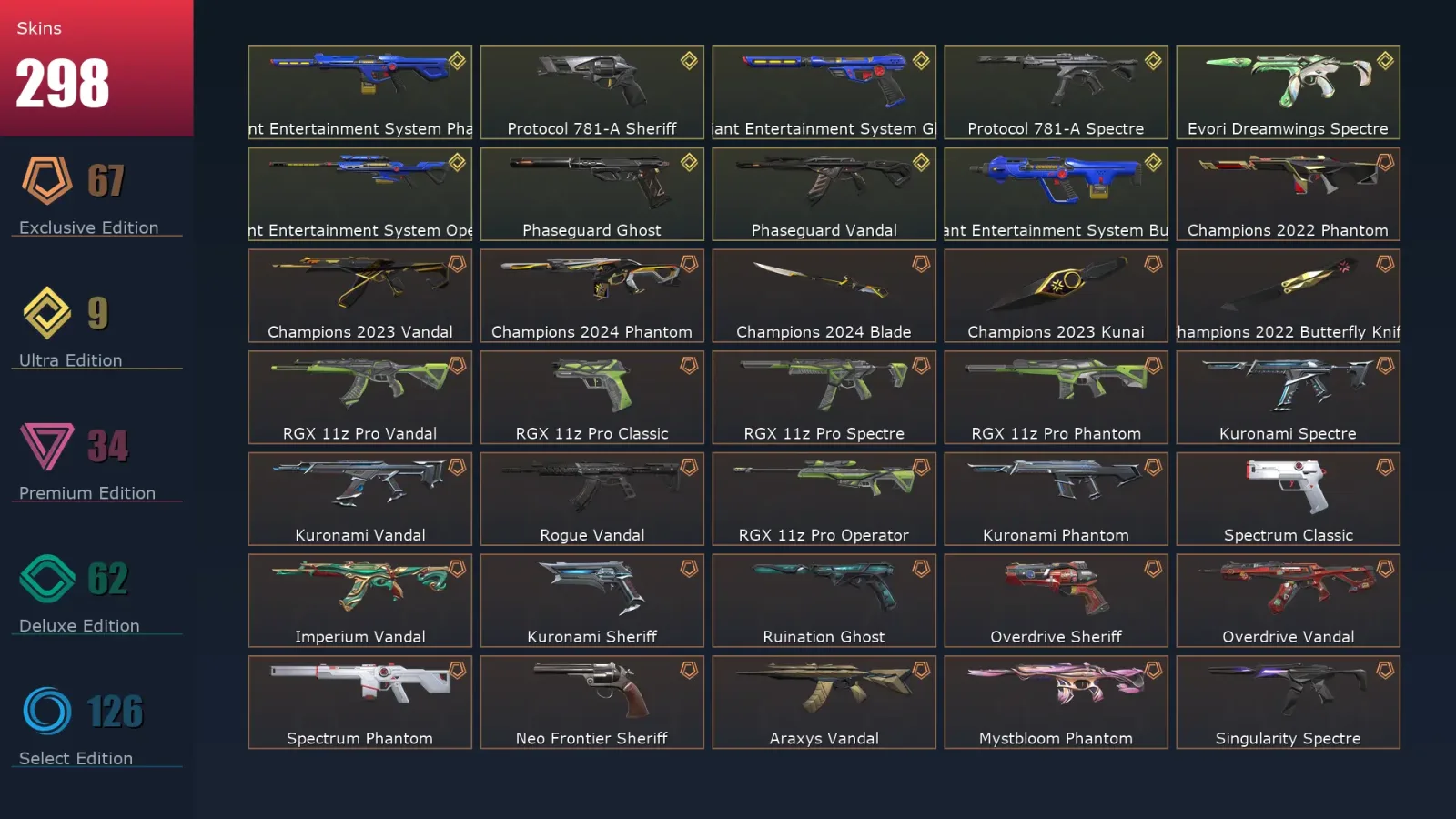 [Valorant] | EU | Level 230 | Silver 2 | 26 Agents | 298 Skins