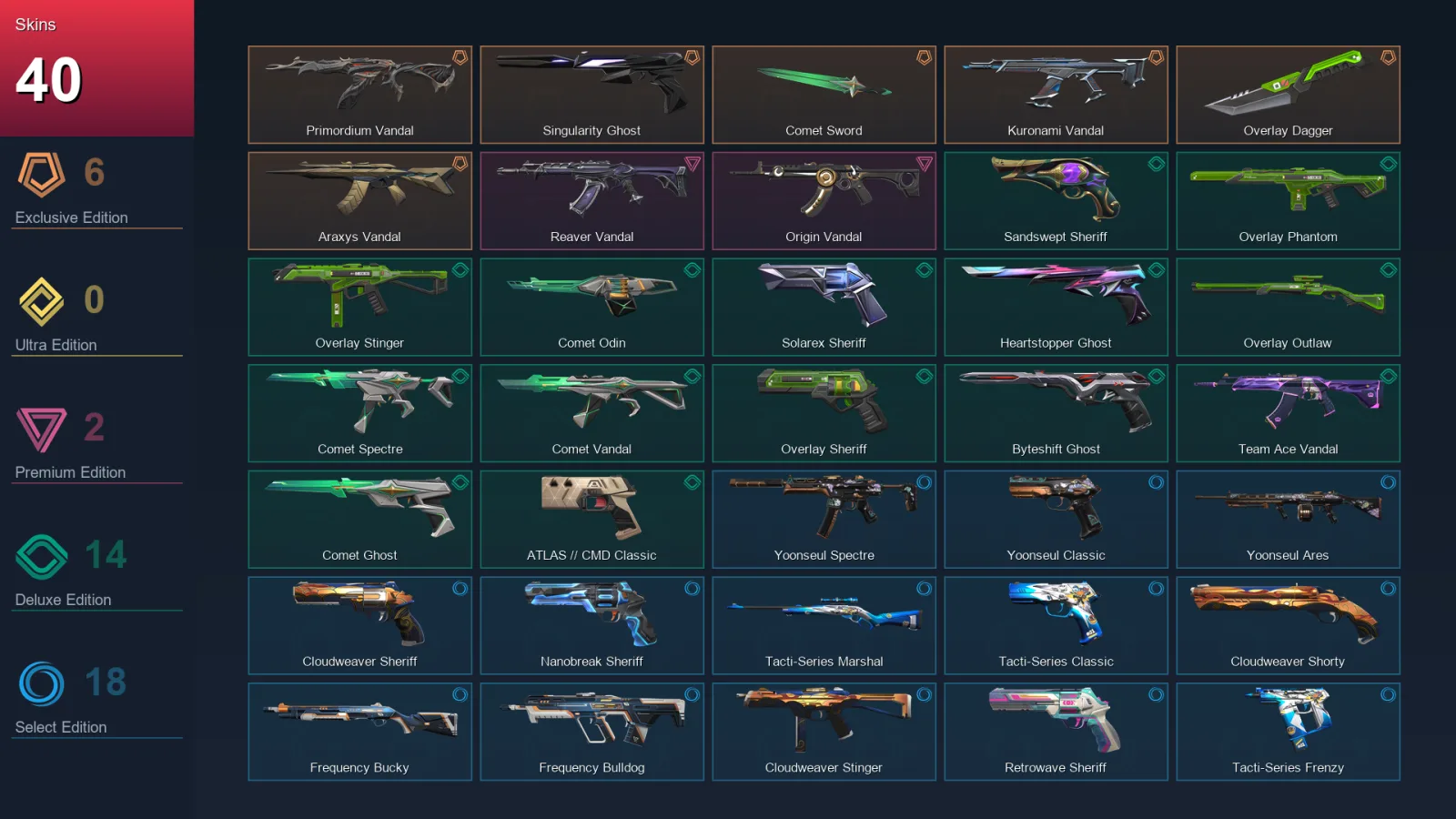 EU | Primordium Vandal | Singularity Ghost | Comet Sword | Kuronami Vandal | 40 Skin | 29 Agent | 99 Buddy | Lv207