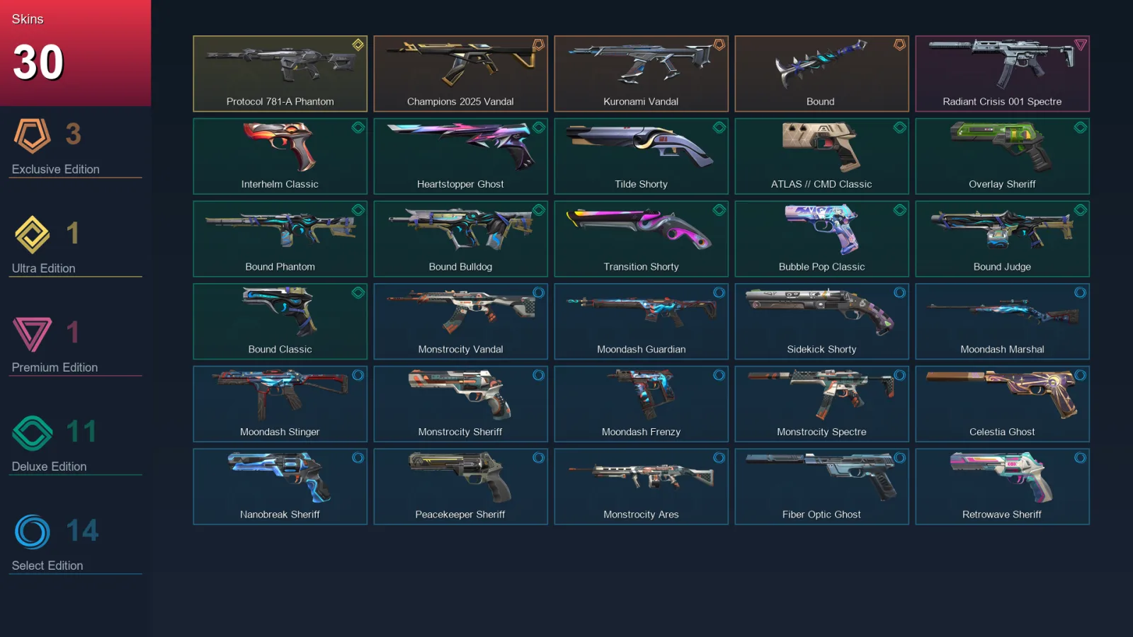 AP | Lv325 | Unranked | 30 Skin | 28 Agent | 104 Buddy — Valorant account