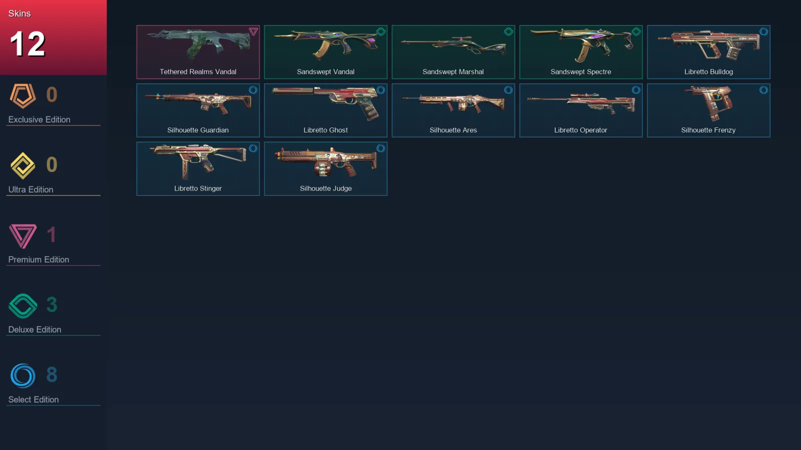 AP | Lv38 | Unranked | 12 Skin | 14 Agent | 16 Buddy