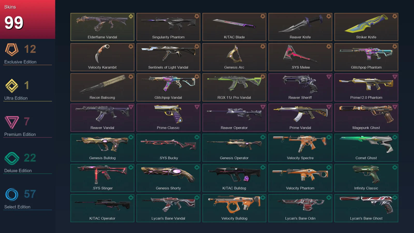 AP | Lv304 | Unranked | 99 Skin | 24 Agent | 106 Buddy