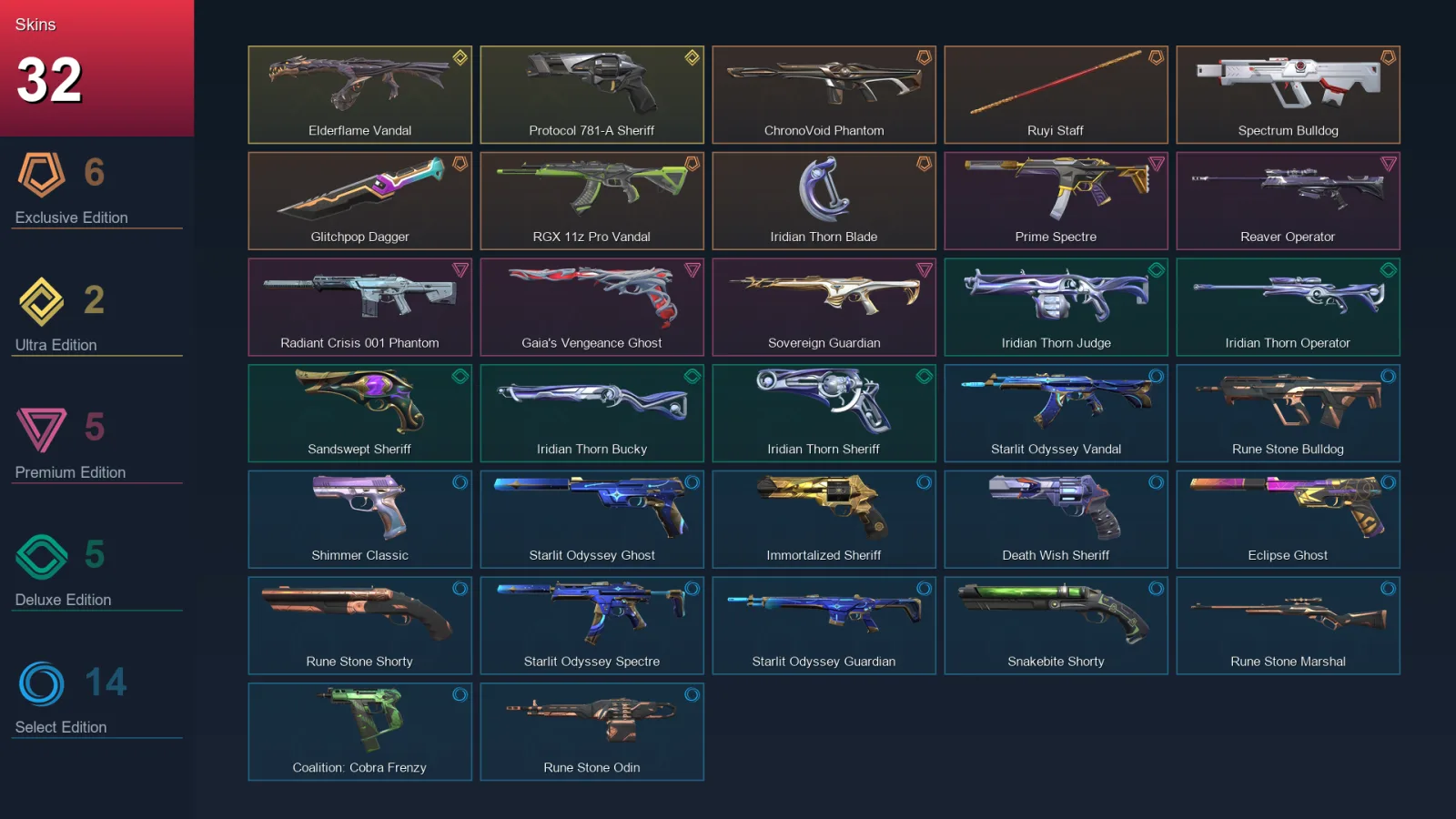 AP | Lv171 | Unranked | 32 Skin | 23 Agent | 58 Buddy