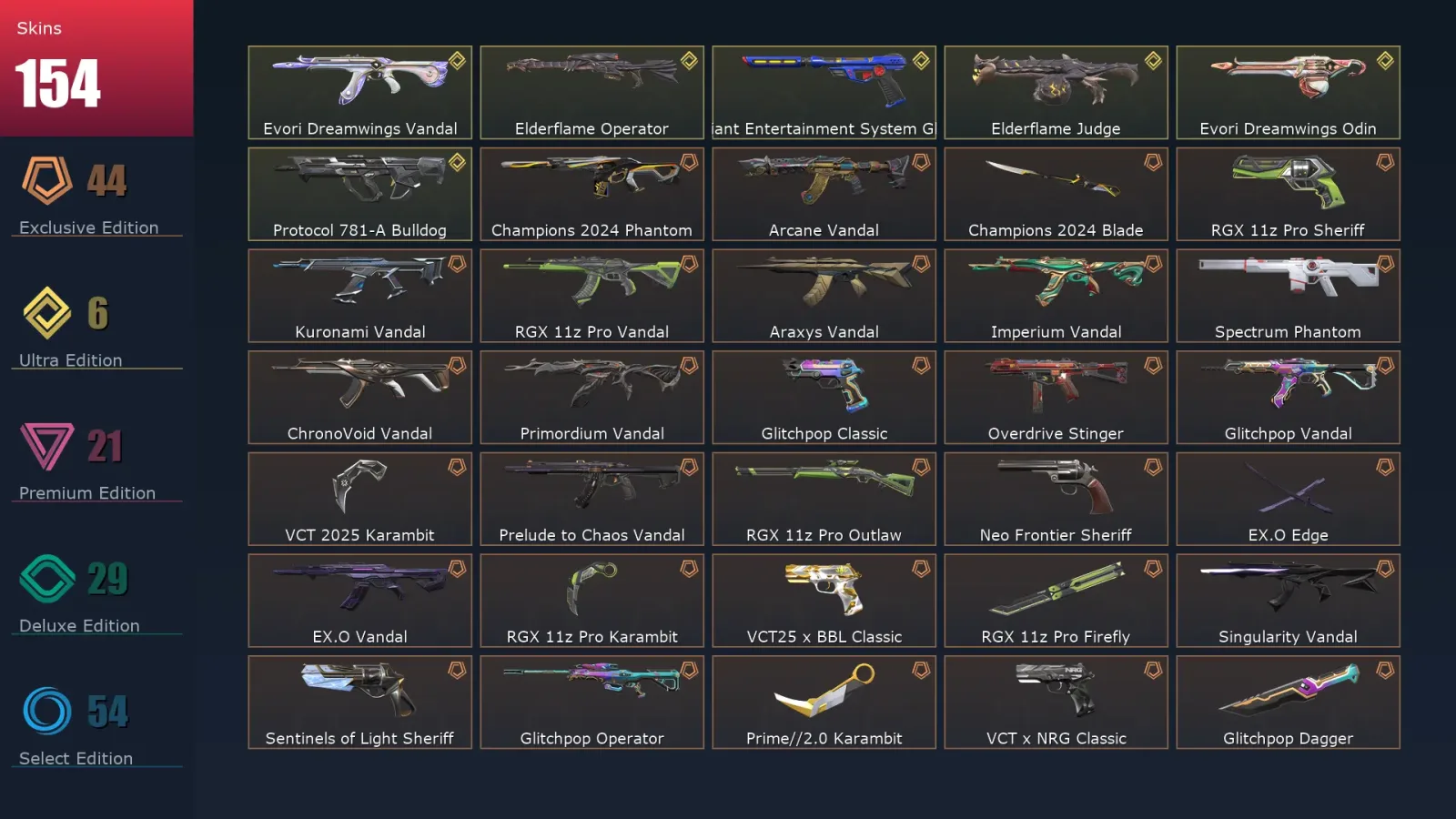 [Valorant] | EU | Level 160 | Platinum 1 | 29 Agents | 154 Skins — Valorant account