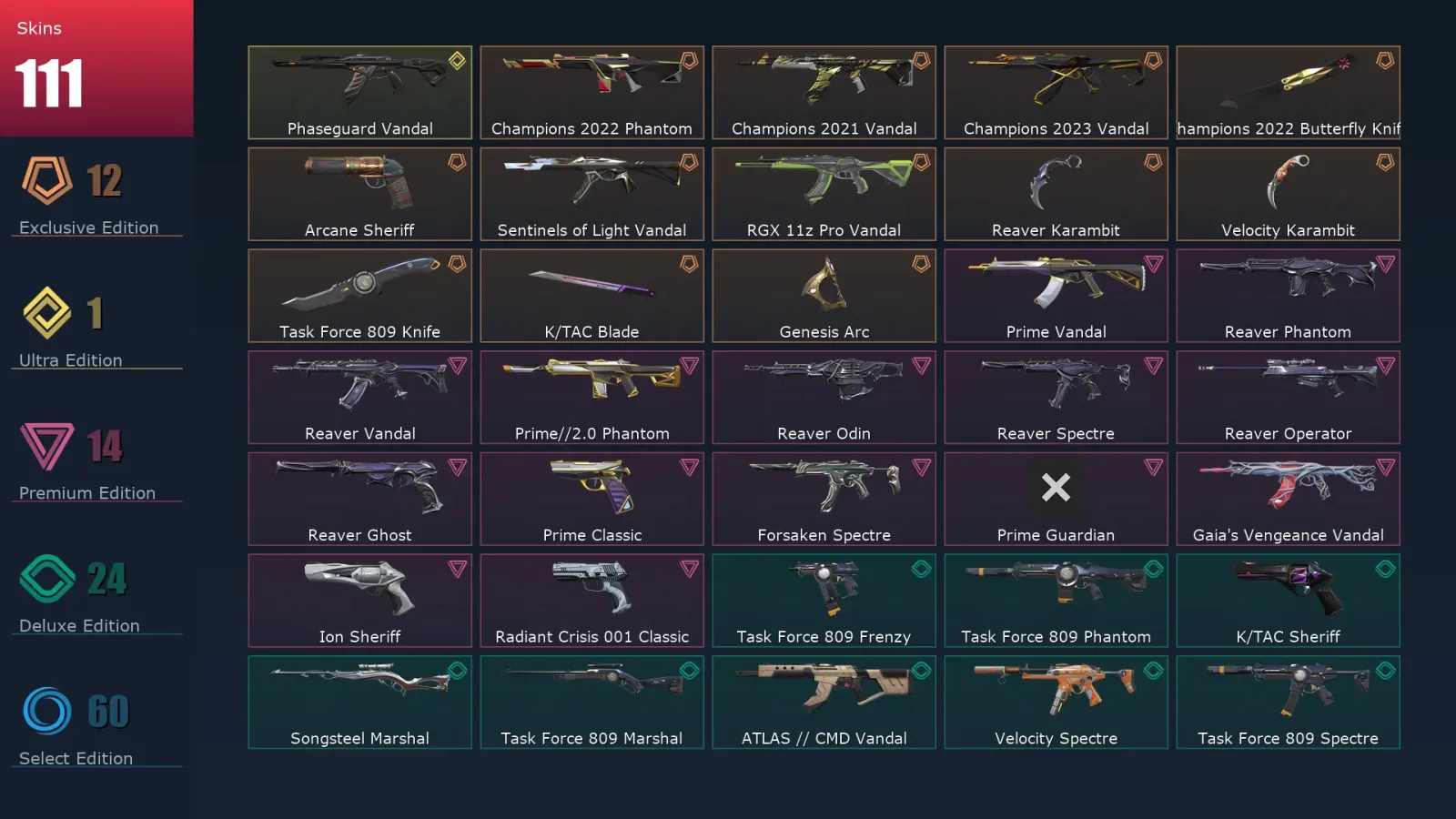[Valorant] | EU | Level 192 | 29 Agents | 111 Skins
