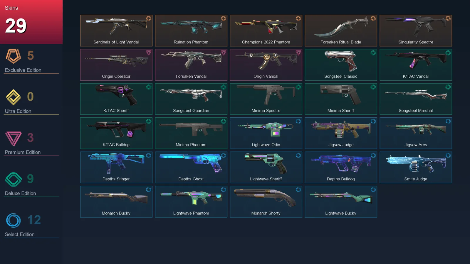 NA | Lv47 | Unranked | 29 Skin | 17 Agent | 32 Buddy