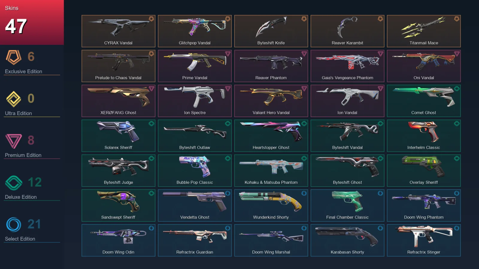 EU | Lv253 | Unranked | 47 Skin | 28 Agent | 91 Buddy