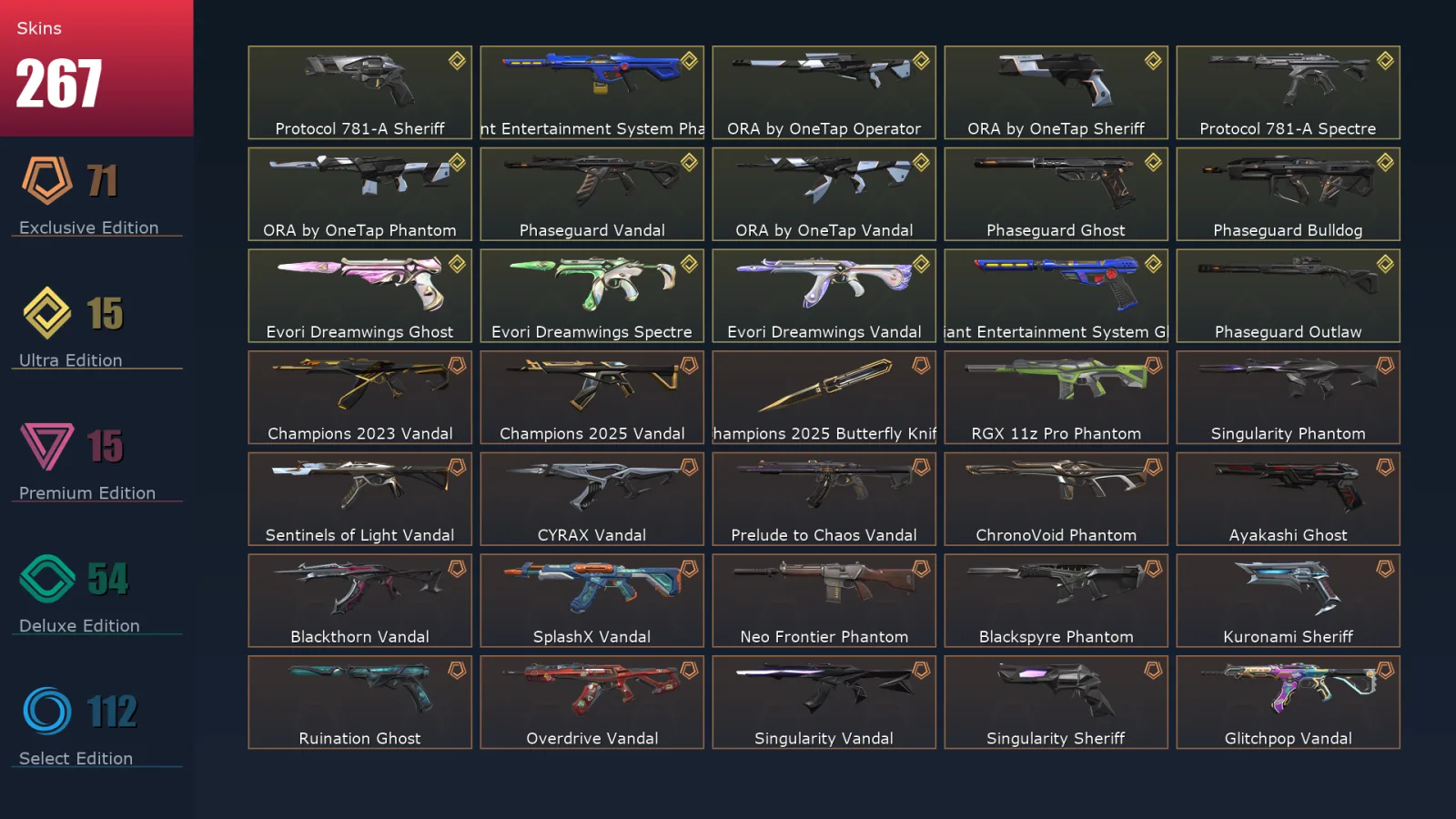 [Valorant] | EU | Level 248 | Gold 2 | 29 Agents | 267 Skins