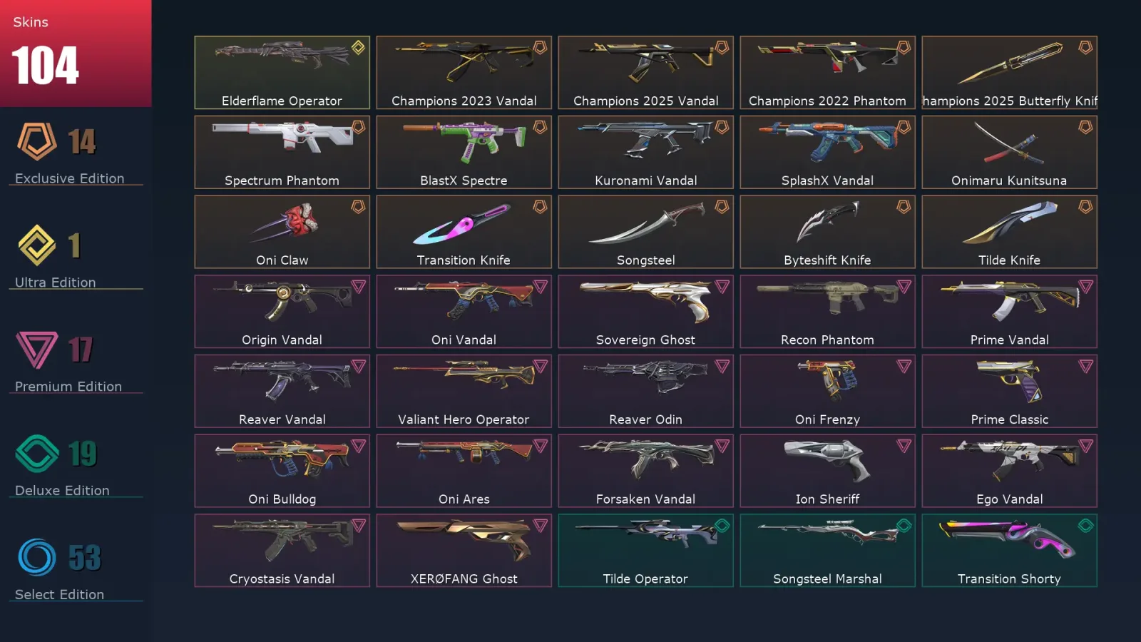 [Valorant] | EU | Level 296 | 29 Agents | 104 Skins — Valorant account