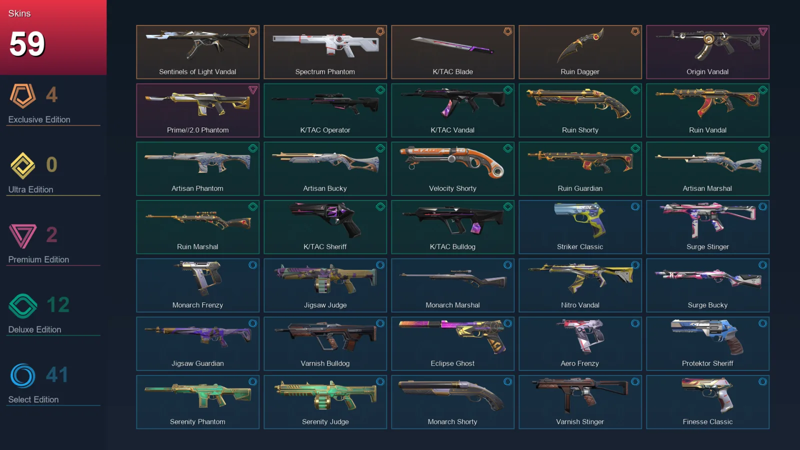 AP | Lv250 | Unranked | 59 Skin | 27 Agent | 122 Buddy