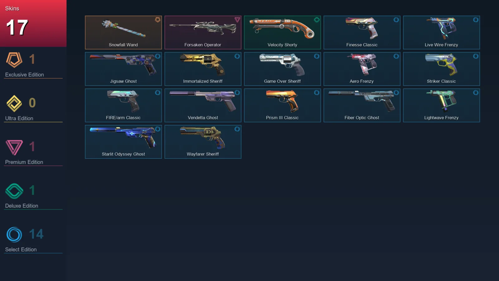NA | Lv179 | Unranked | 17 Skin | 24 Agent | 78 Buddy