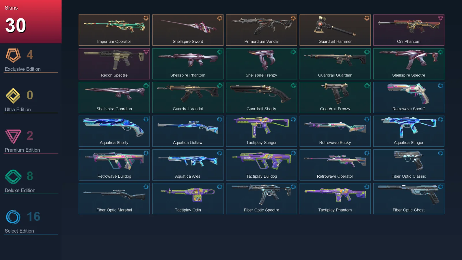 AP | Lv77 | Unranked | 30 Skin | 21 Agent | 34 Buddy