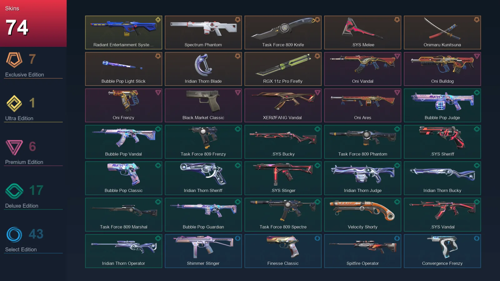 AP | Lv229 | Unranked | 74 Skin | 27 Agent | 108 Buddy — Valorant account