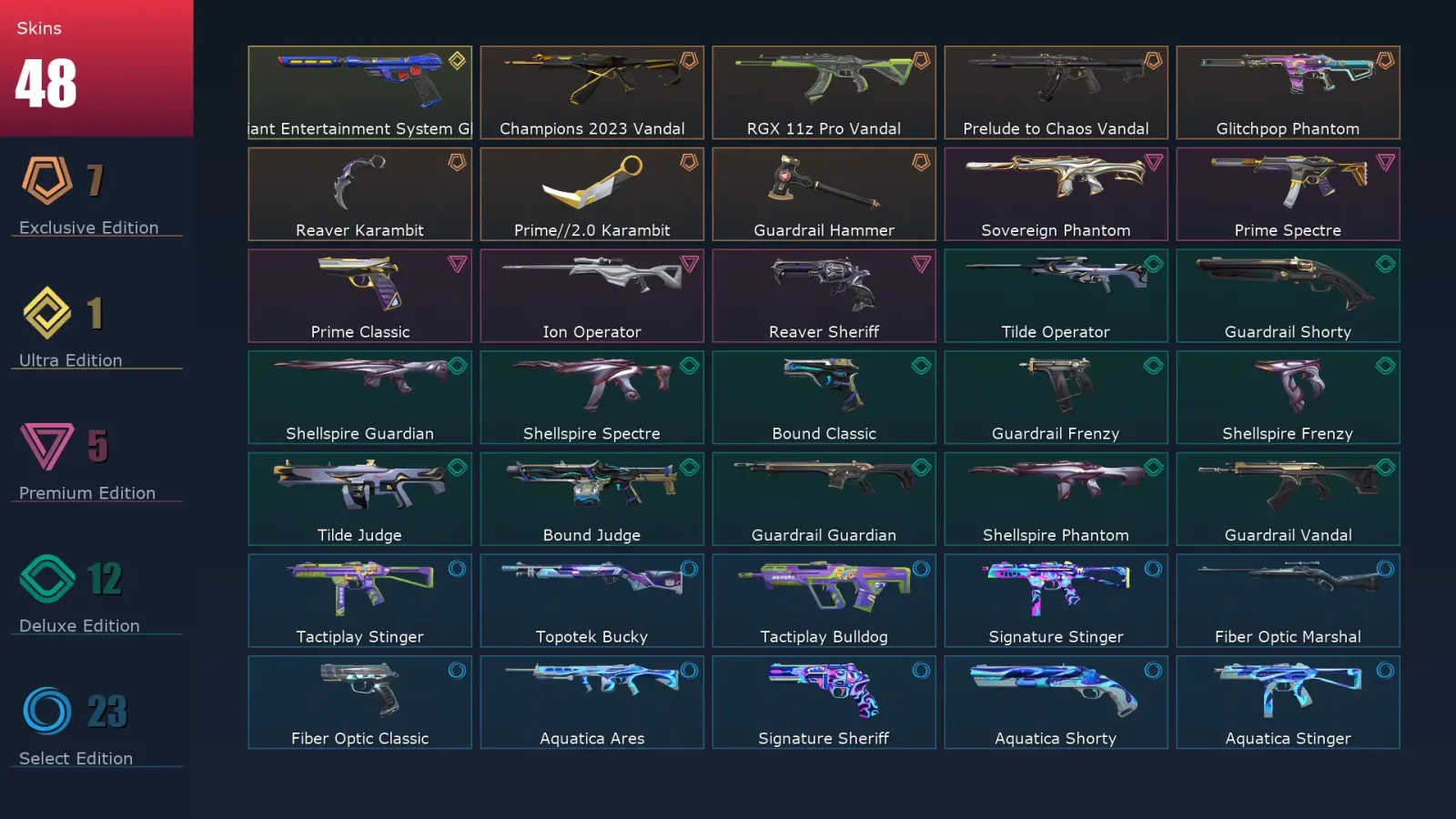 [Valorant] | EU | Level 39 | 10 Agents | 48 Skins