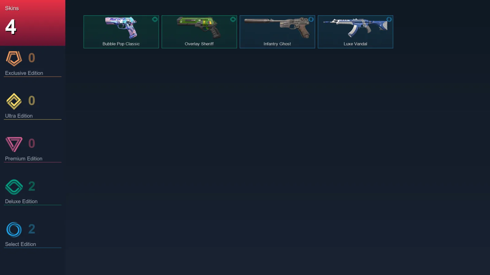 AP | Lv60 | Unranked | 4 Skin | 18 Agent | 11 Buddy