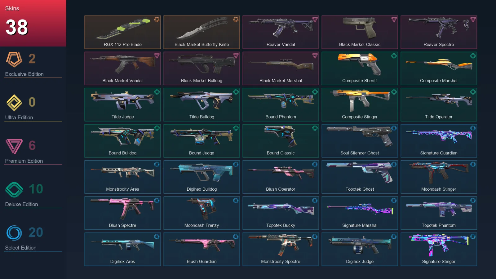 EU | Lv48 | Unranked | 38 Skin | 16 Agent | 31 Buddy