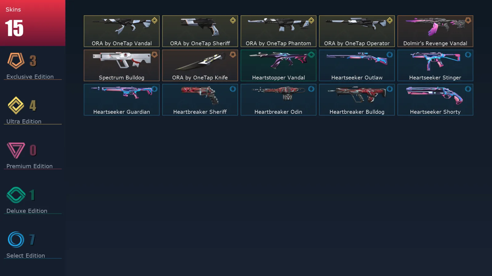 [Valorant] | EU | Level 32 | 13 Agents | 15 Skins