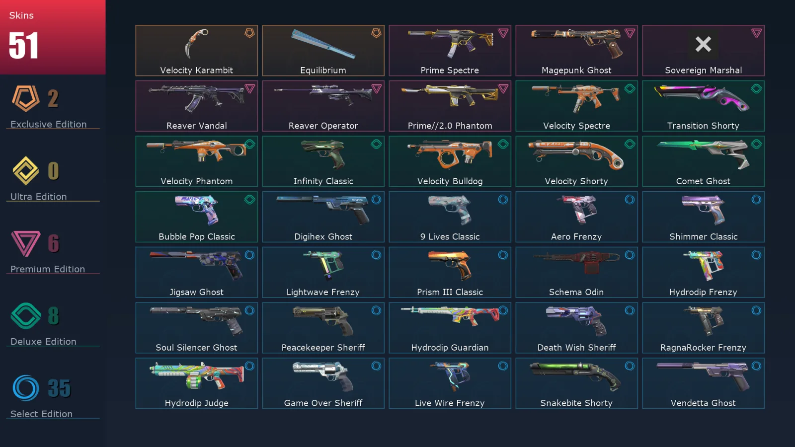 [Valorant] | EU | Level 337 | 24 Agents | 51 Skins