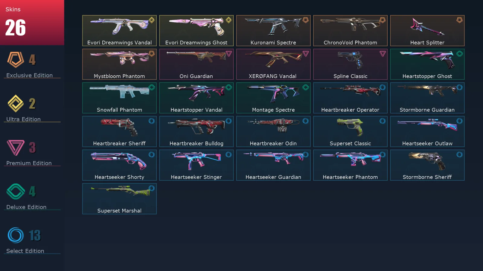 [Valorant] | EU | Level 40 | 13 Agents | 26 Skins
