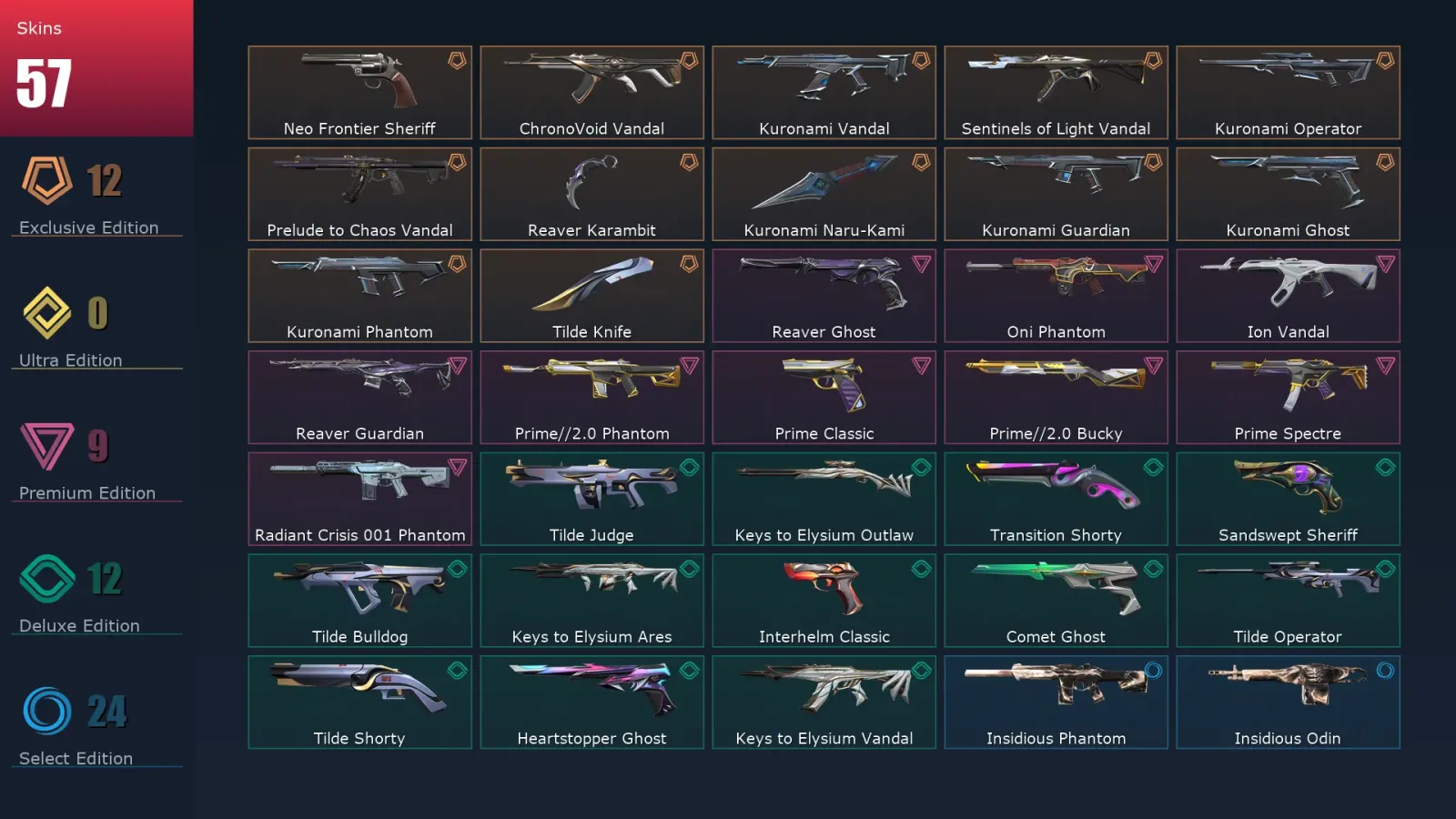 [Valorant] | EU | Level 268 | 29 Agents | 57 Skins — Valorant account