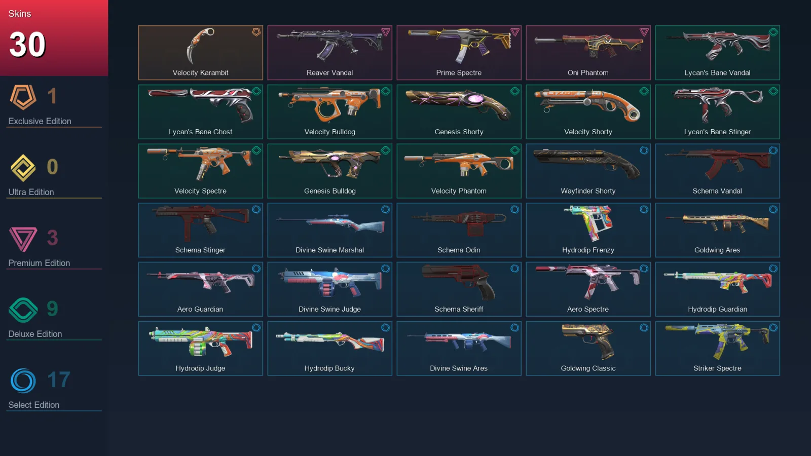 EU | Lv32 | Unranked | 30 Skin | 12 Agent | 22 Buddy — Valorant account