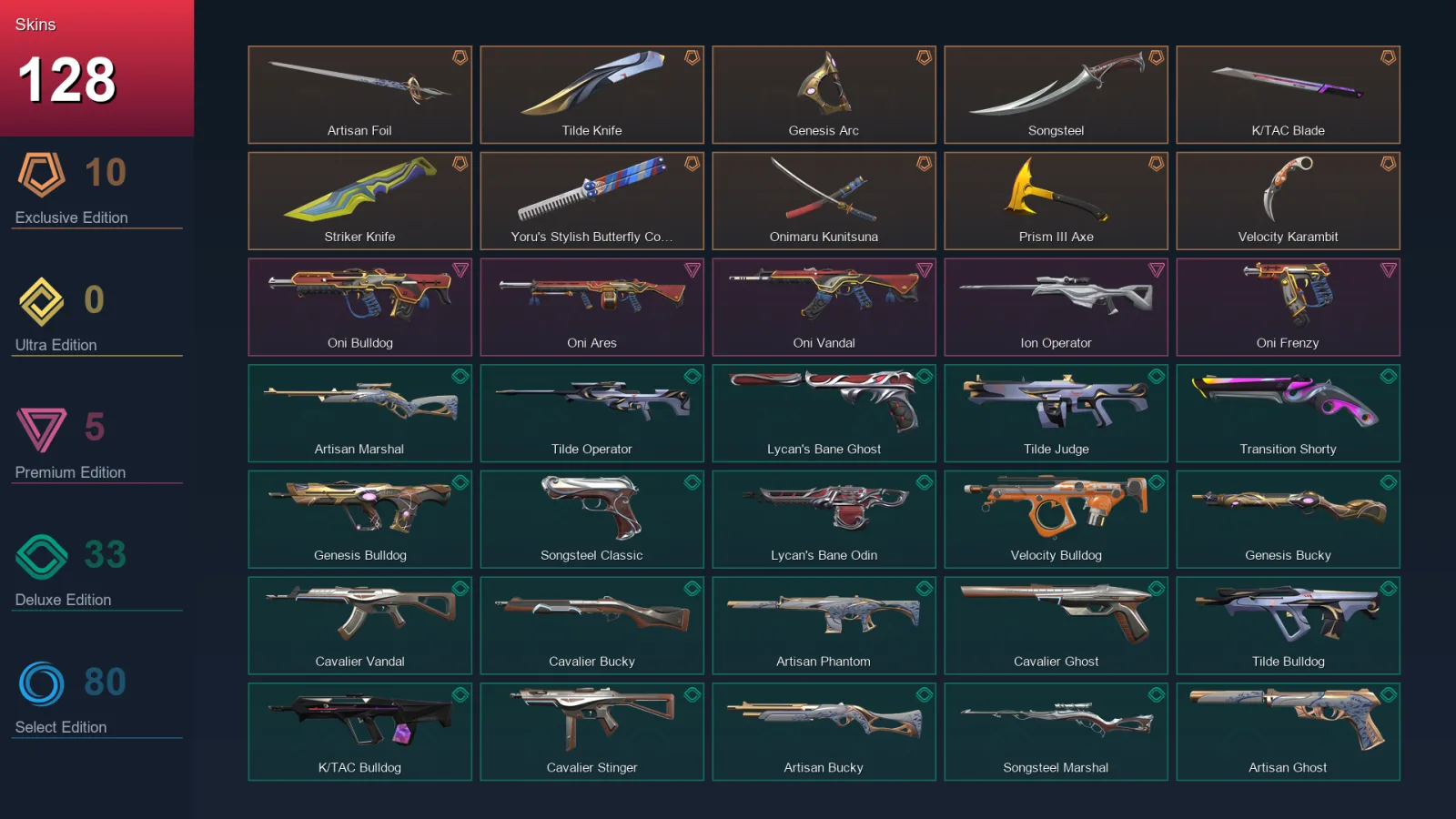EU | Lv259 | Unranked | 128 Skin | 24 Agent | 146 Buddy