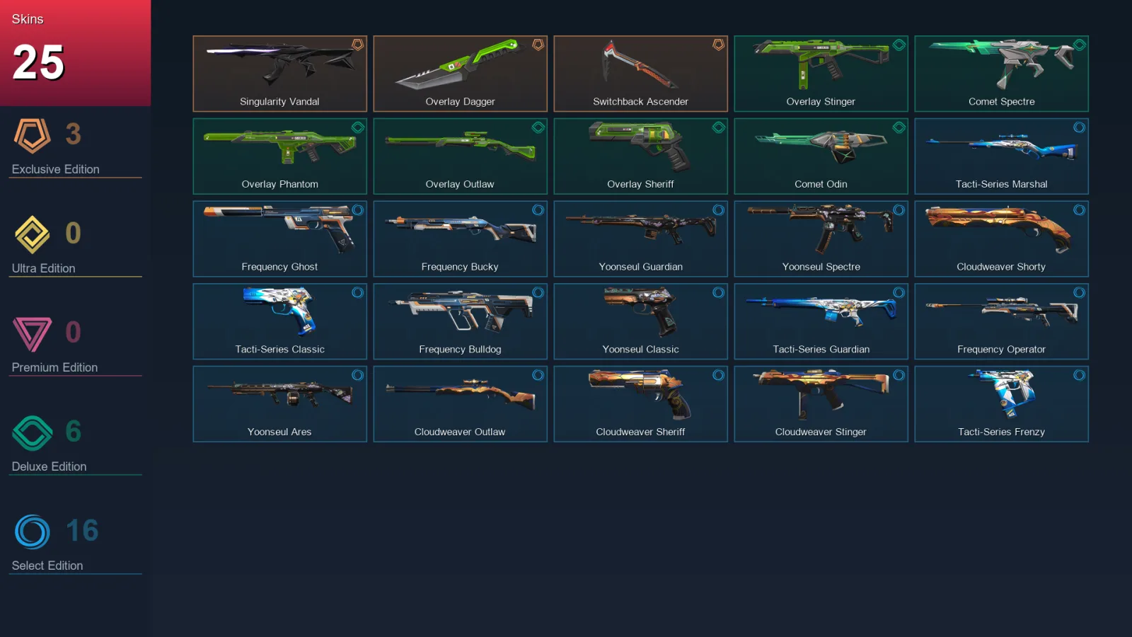 EU | Lv57 | Unranked | 25 Skin | 20 Agent | 26 Buddy