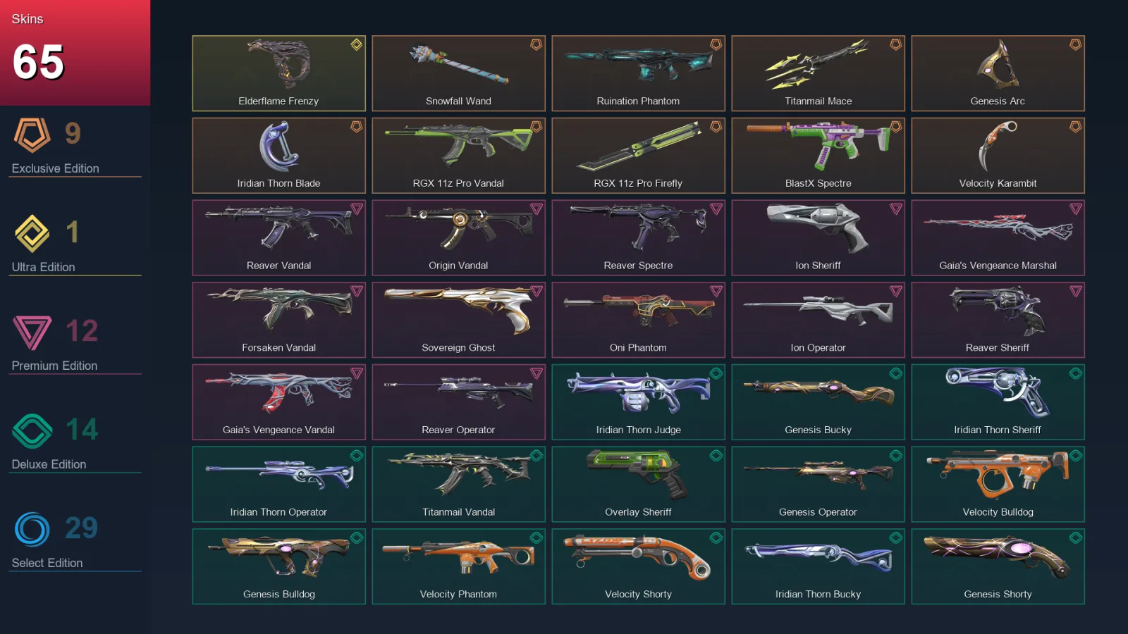 AP | Lv212 | Unranked | 65 Skin | 27 Agent | 111 Buddy — Valorant account
